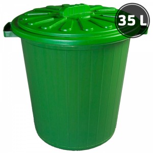 Бак мусорный 35 л с крышкой м/п цвет.