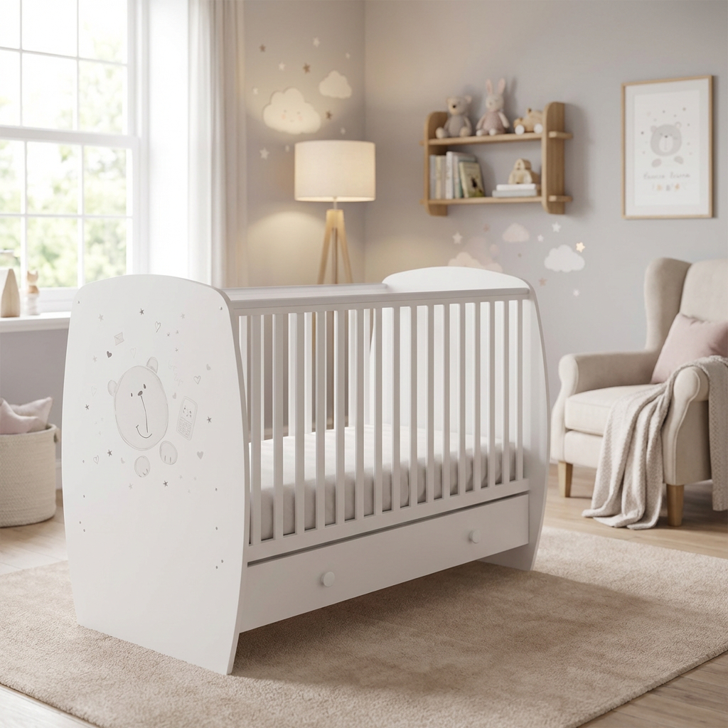 Кровать детская Polini kids French 710, Teddy, с ящиком, белый